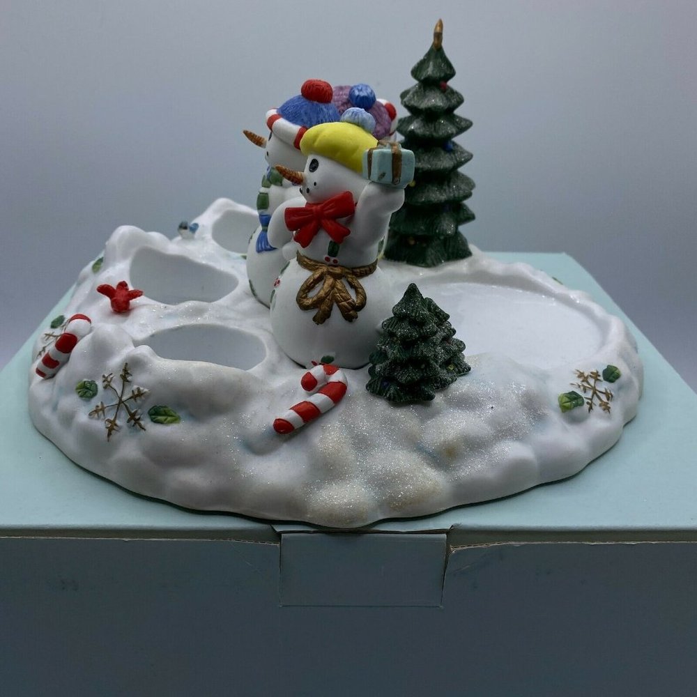 Partylite Snowbell Collection 3 Snowmen Trio Tea Light And Pillar Candle Holder - Picture 9 of 11